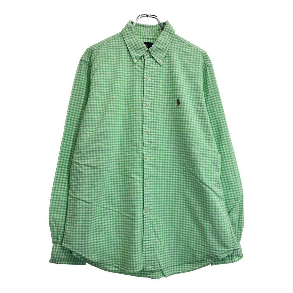 可愛い♡ポロラルフローレン ギンガムチェック 長袖コットンシャツ XL 緑×白 楽天市場】ギンガムチェックシャツ グリーン(ブランドラルフ