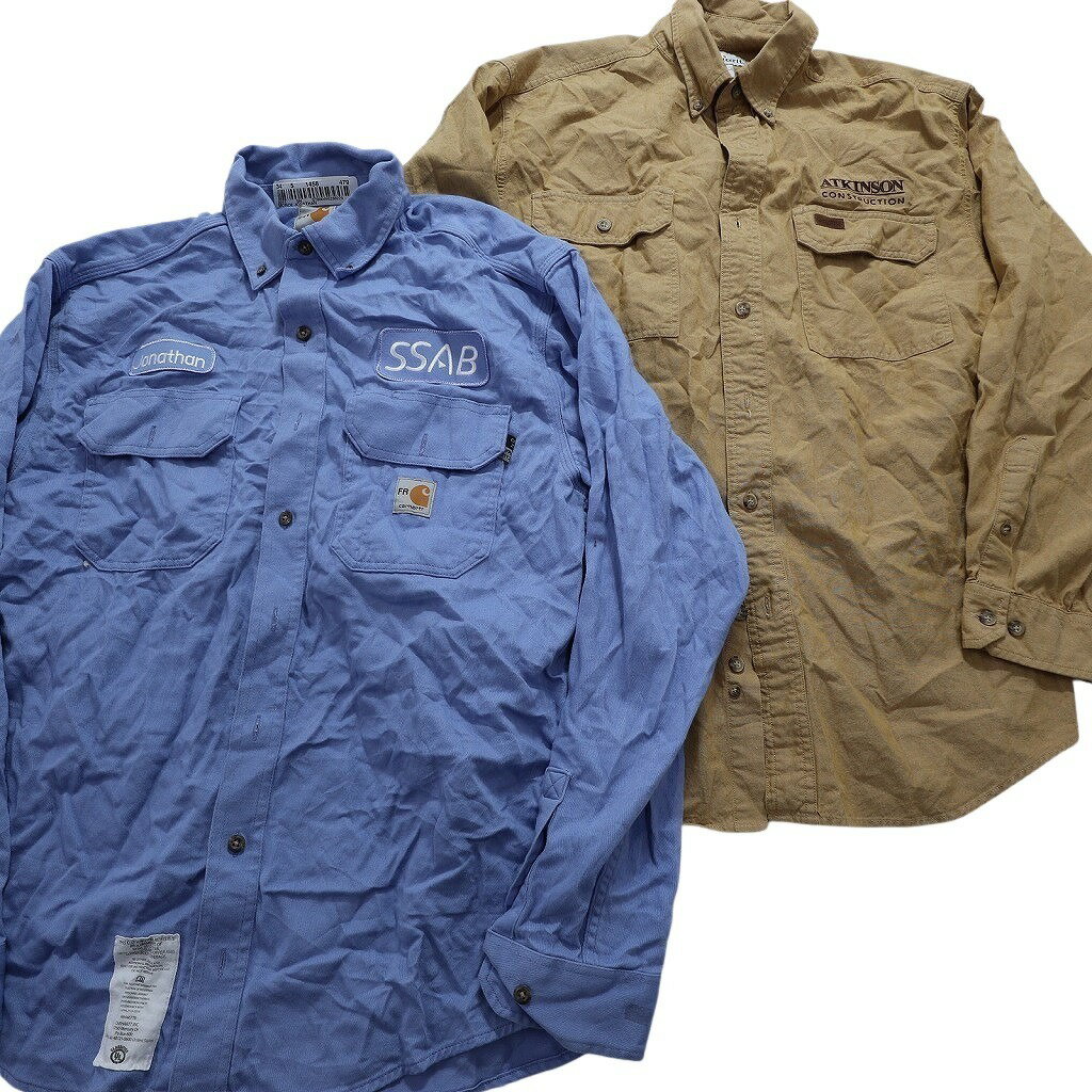 古着卸 まとめ売り カーハート Carhartt 長袖シャツ 8枚セット (メンズ M /L ) ワンポイント ウエスタン チェック ワッペン 古着 NA9490