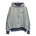 80年代 NIKE ナイキ フルジップ スウェット パーカー スポーツ グレー(メンズ XL)中古 古着 U7082(4)