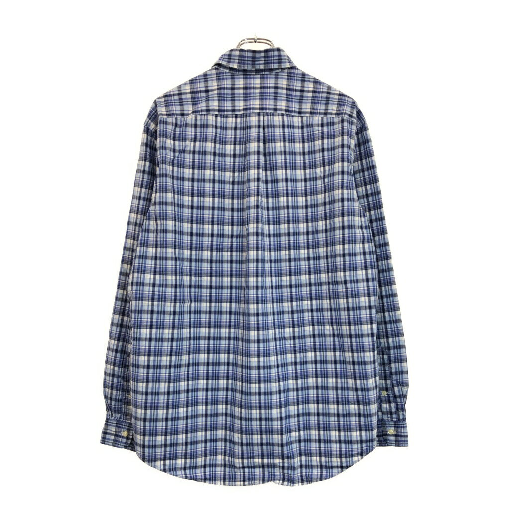 RALPH LAUREN ラルフローレン ボタンダウン 長袖シャツ チェック ブルー(メンズ L)中古 古着 U7140