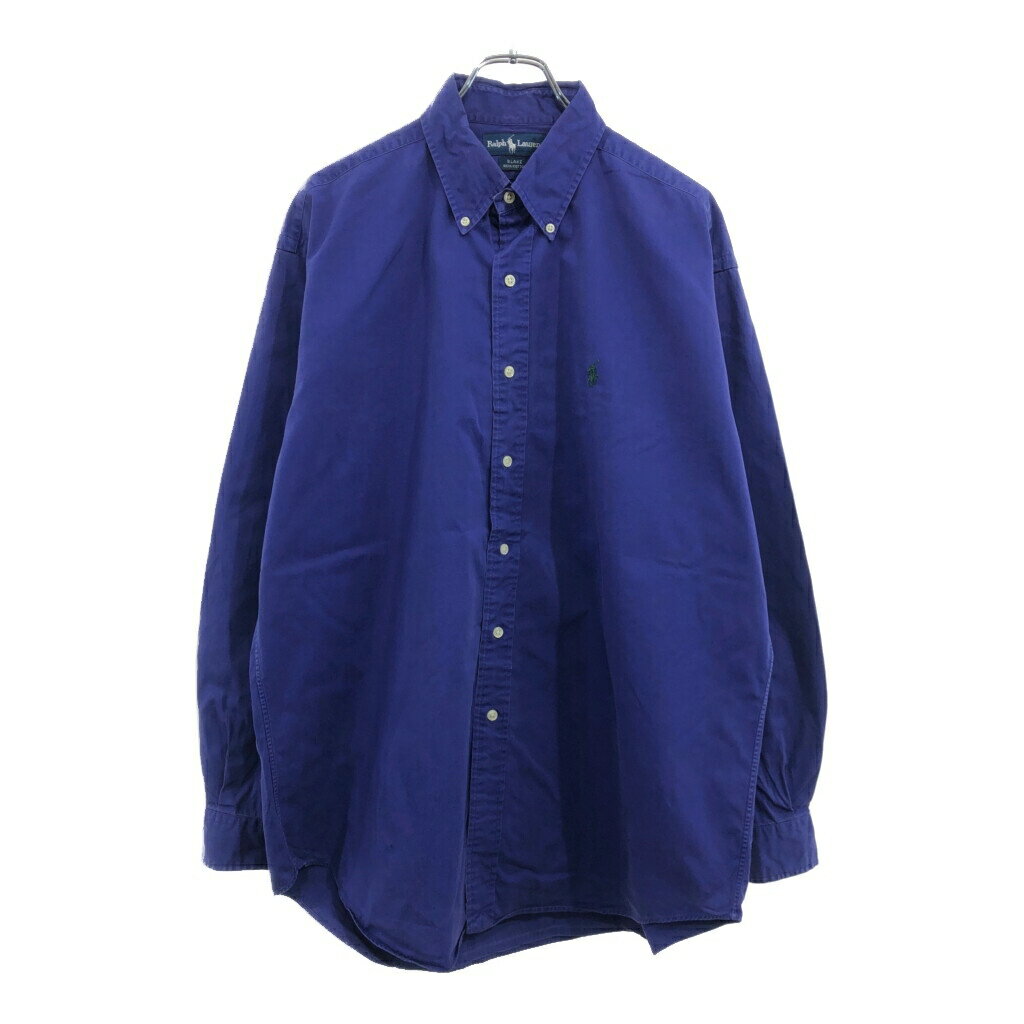 RALPH LAUREN ラルフローレン BLAKE ボタンダウン 長袖シャツ パープル(メンズ L)中古 古着 U7451