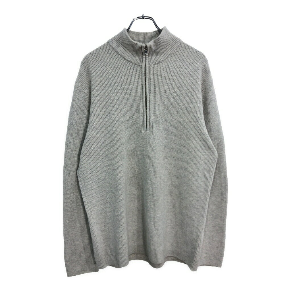 Calvin klein カルバンクライン ハーフジップ コットンニット セーター ライトグレー(メンズ XL)中古 古着 U7456