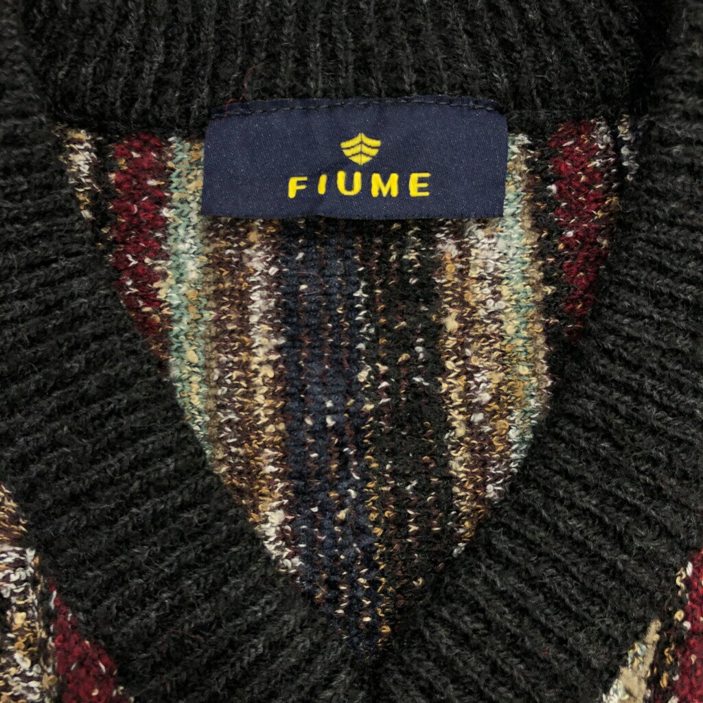 イタリア製 FIUME ウール アルパカ ニット セーター 総柄 マルチカラー(メンズ L相当)中古 古着 U7518