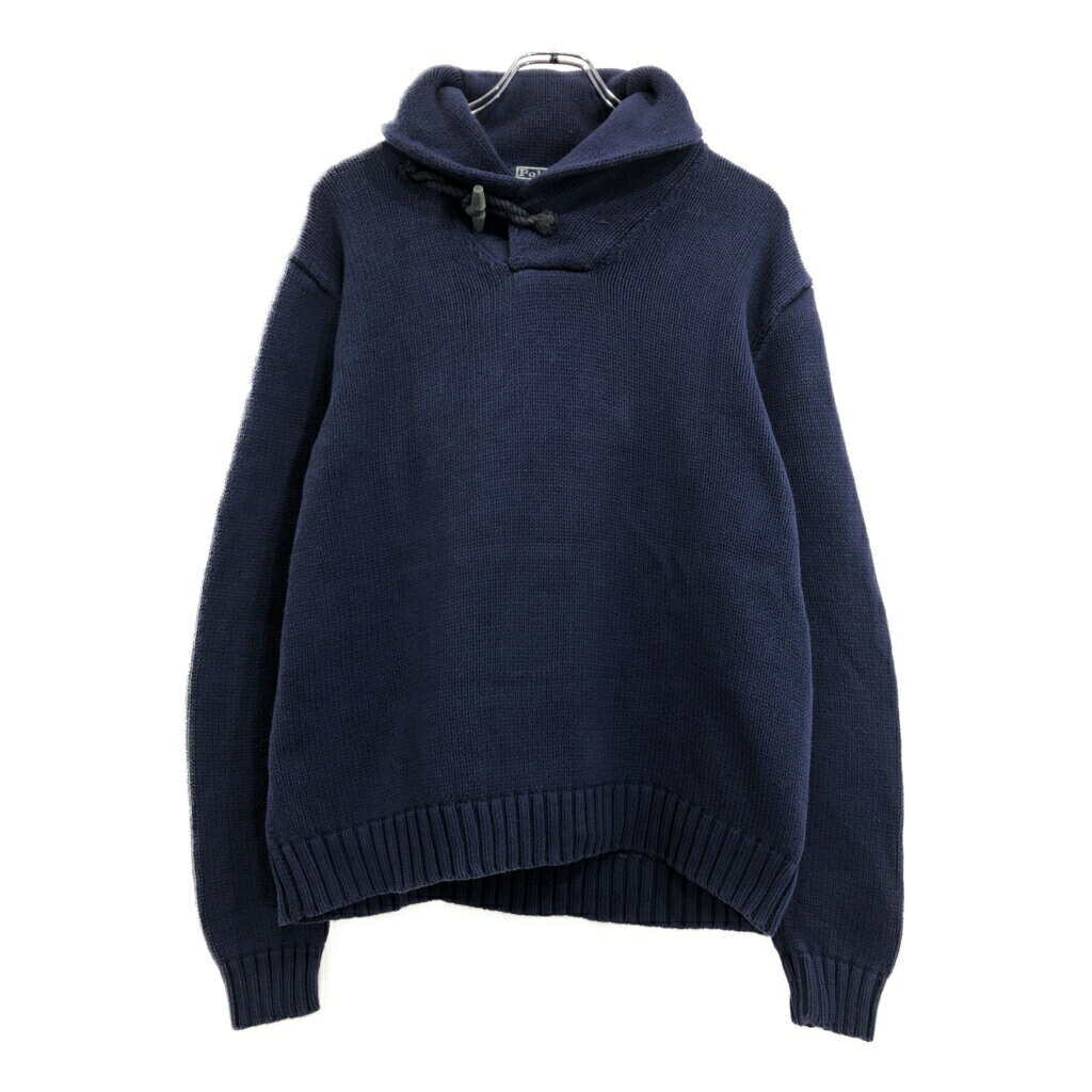 Polo by Ralph Lauren ポロ ラルフローレン ショールカラー コットン ニット セーター ネイビー(メンズ L)中古 古着 U7533