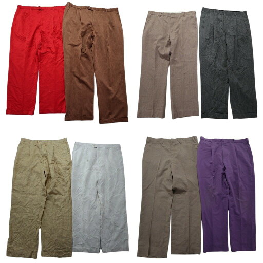古着卸 まとめ売り スラックス パンツ 8枚セット (メンズ 38 /40 /42 /46 ) タックパンツ レッド 赤 パープル 紫 中古 古着 NB1547 古着卸 まとめ売り スラックス パンツ 8枚セット (メンズ 38 /40 /42 /46 ) タックパンツ レッド 赤 パープル 紫 中古 古着 NB1547