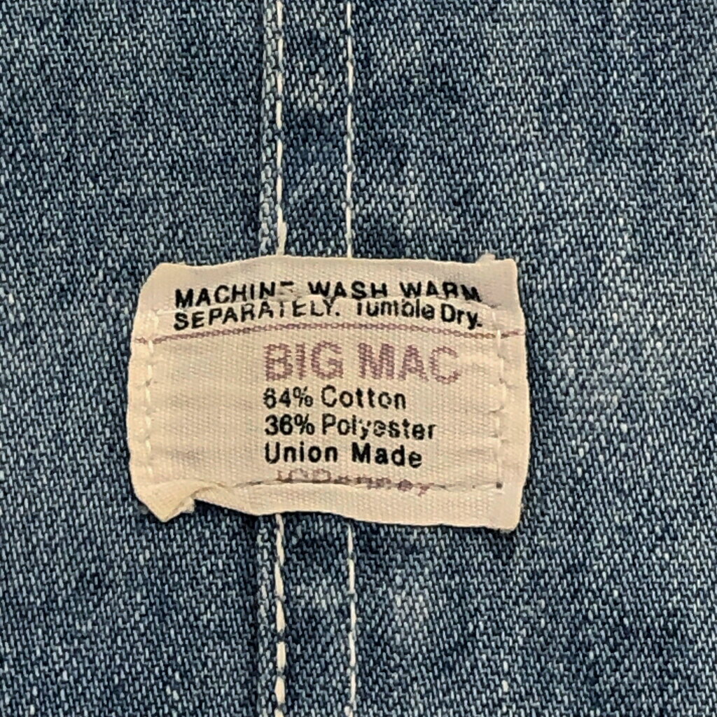 70年代 USA製 BIG MAC ビッグマック デニム オーバーオール ヴィンテージ ブルー(メンズ W31 L31相当)中古 古着 U7726