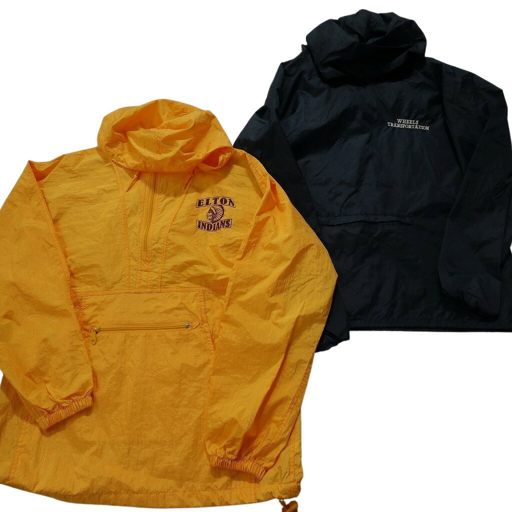 古着卸 まとめ売り アノラックパーカー ジャケット 6枚セット (メンズ M ) バイカラー ワンポイント フーディー ブラック 中古 古着 NB2738