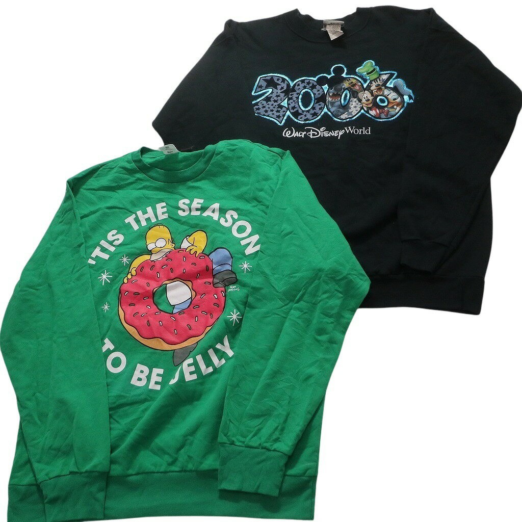 古着卸 まとめ売り キャラクター スウェット 7枚セット (メンズ L /XL ) ディズニー シンプソンズ ミッキー ミニオンズ 中古 古着 NB2915