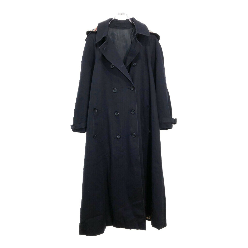 90年代 カナダ製 Aquascutum アクアスキュータム トレンチコート ネイビー(レディース SM REG)中古 古着 U9847