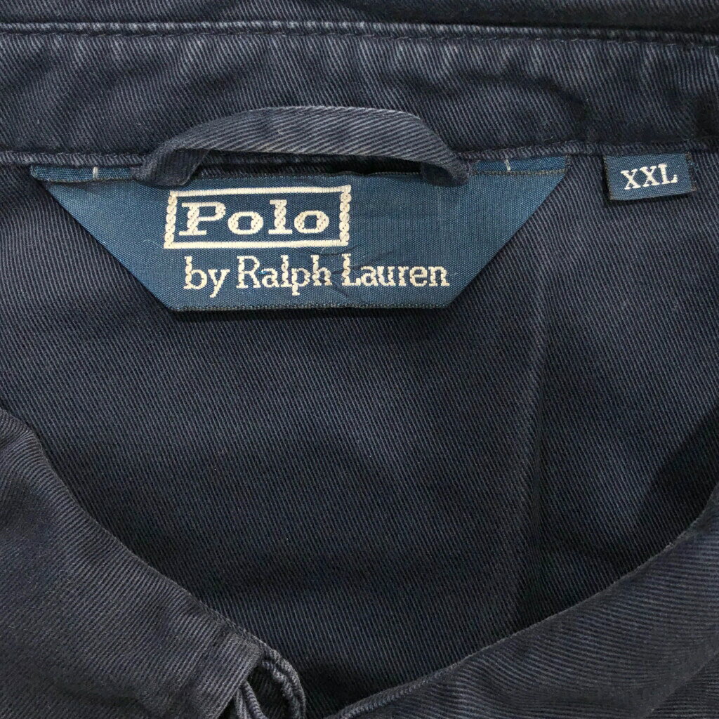 90年代 Polo by Ralph Lauren ポロ ラルフローレン スイングトップ 大きいサイズ ネイビー(メンズ XXL)中古 古着 U9798