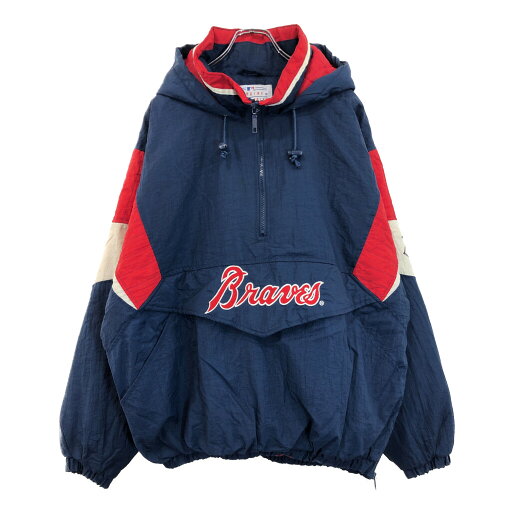 90年代 STARTER スターター MLB アトランタ・ブレーブス プルオーバージャケット プロチーム メジャーリーグ(メンズ XL)中古 古着 V0055 90年代 STARTER スターター MLB アトランタ・ブレーブス プルオーバージャケット プロチーム メジャーリーグ(メンズ XL)中古 古着 V0055