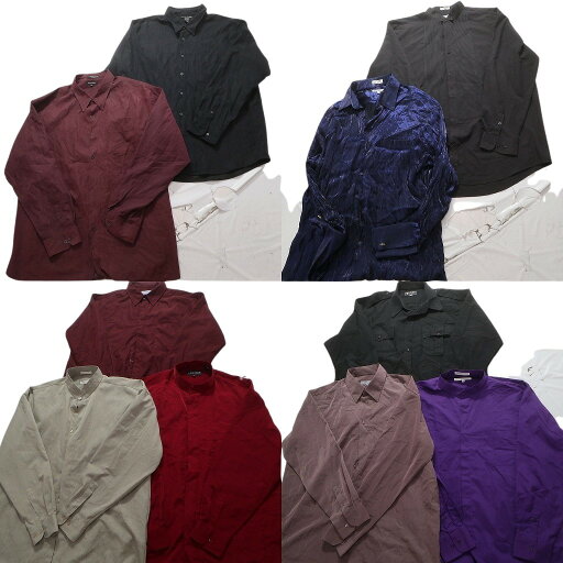 古着卸 まとめ売り ポリエステル系 長袖シャツ 10枚セット (メンズ XL /2XL ) ダブルフラップ ブラック バンドカラー 中古 古着 NB4398 古着卸 まとめ売り ポリエステル系 長袖シャツ 10枚セット (メンズ XL /2XL ) ダブルフラップ ブラック バンドカラー 中古 古着 NB4398