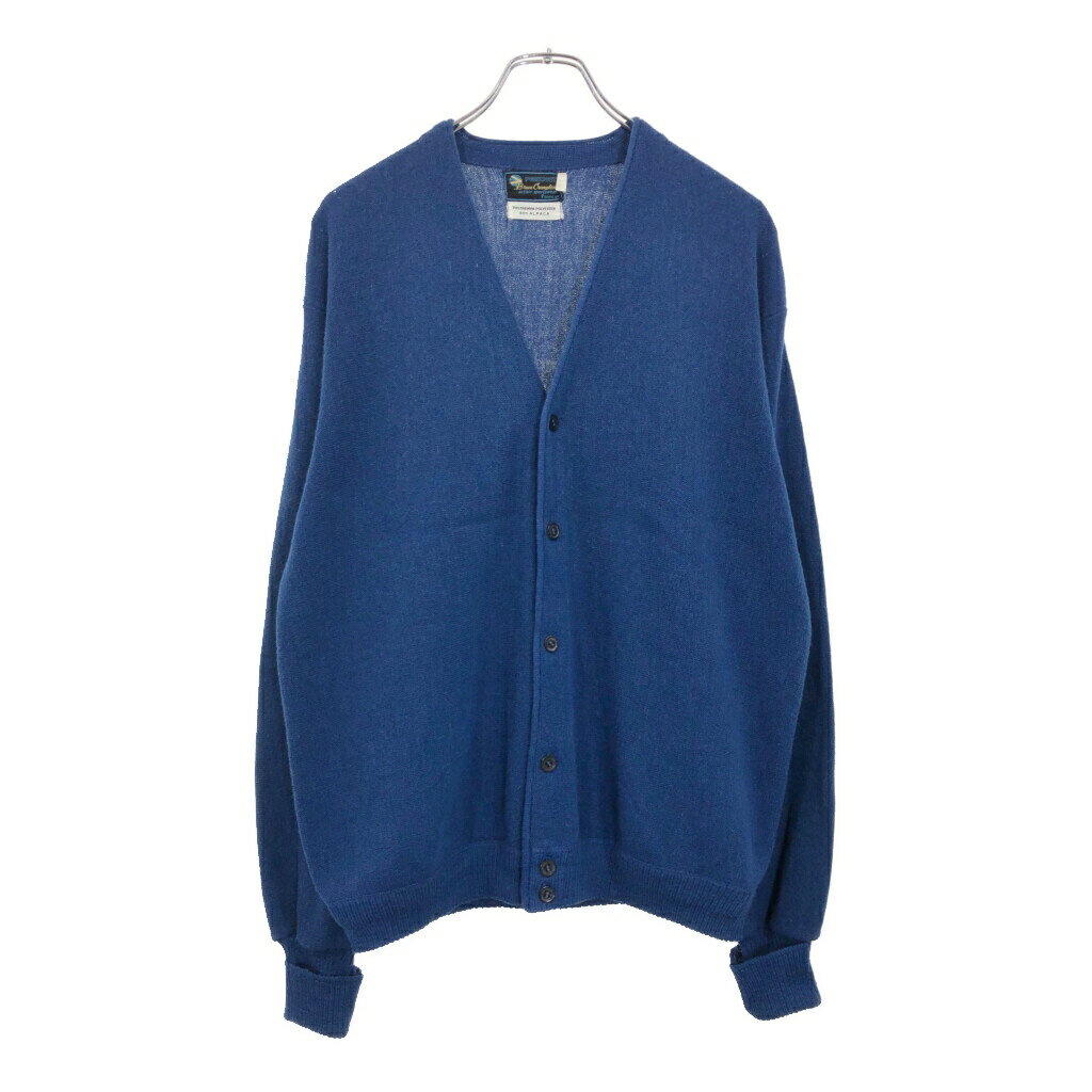 60年代 Bruce Crampton アルパカニット カーディガン ヴィンテージ ブルー(メンズ XL)中古 古着 V0402
