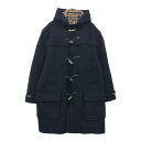 80年代 イングランド製 Aquascutum アクアスキュータム ダッフルコート ネイビー(メンズ 42 R)中古 古着 V0404