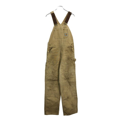 00年代 USA製 Carhartt カーハート ダック ダブルニー ビブオーバーオール ライトブラウン(メンズ W32 L36)中古 古着 V0494 00年代 USA製 Carhartt カーハート ダック ダブルニー ビブオーバーオール ライトブラウン(メンズ W32 L36)中古 古着 V0494