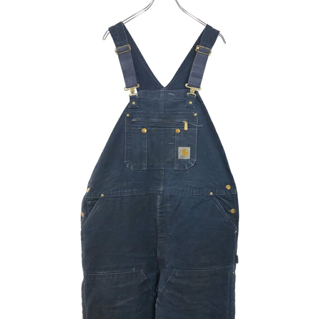 Carhartt カーハート ダック ダブルニー ビブオーバーオール ネイビー(メンズ W39相当)中古 古着 V0559