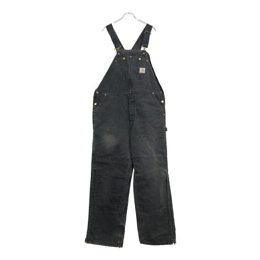 90年代 USA製 Carhartt カーハート ダック ダブルニー ビブオーバーオール 大きいサイズ ブラック(メンズ W44 L32)中古 古着 V0730 90年代 USA製 Carhartt カーハート ダック ダブルニー ビブオーバーオール 大きいサイズ ブラック(メンズ W44 L32)中古 古着 V0730