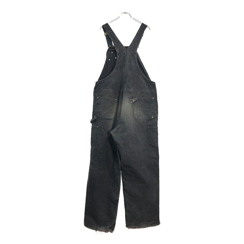 90年代 USA製 Carhartt カーハート ダック ダブルニー ビブオーバーオール 大きいサイズ ブラック(メンズ W44 L32)中古 古着 V0730