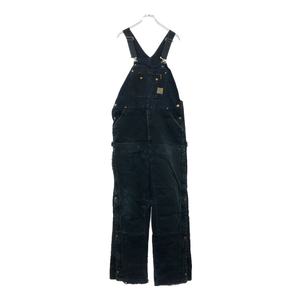 Carhartt カーハート 中綿 ダック ダブルニー ビブオーバーオール ブラック(メンズ W38 L34)中古 古着 V0434