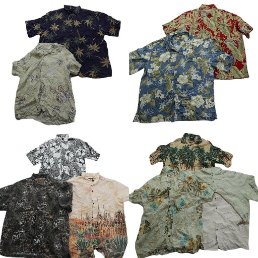 古着卸 まとめ売り 混紡素材(レーヨン、シルクなど) アロハシャツ 10枚セット (メンズ XL ) 開襟 ハイビスカス リーフ柄 中古 古着 NB5500 古着卸 まとめ売り 混紡素材(レーヨン、シルクなど) アロハシャツ 10枚セット (メンズ XL ) 開襟 ハイビスカス リーフ柄 中古 古着 NB5500