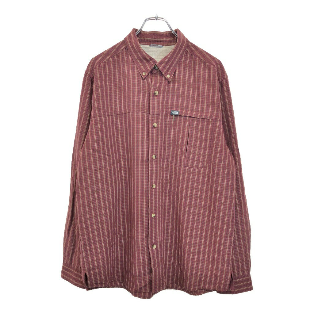 DESCRIPTION ブランドTHE NORTH FACE/ノースフェイス サイズ【サイズ】L相当【実寸】 肩幅：約48cm着丈：約79cm身幅：約59cm袖丈：約66cm 主な素材表地 : レーヨン 色レッド 仕様 ボタンダウンアウトドアチェック 状態 汚れ：袖先特記事項：タグ欠損 商品管理番号V1575 ABOUT ITEM商品撮影時の照明やお使いのモニター・ブラウザ等ご覧いただく環境により実物と商品画像の色が多少異なる場合がございます。全てアメリカからの輸入品ですがブランドやアイテムによりそれぞれサイズ感が異なります。生地の伸縮や厚み等、測定に多少の誤差が生じる場合がございますが、表記サイズと合わせまして実寸値を記載させていただいておりますので必ずご確認ください。新品や未使用品と記載があるもの以外は全て中古品ですので、程度は異なりますが使用感がございます。状態は慎重に確認し商品説明や画像により記載しておりますが、全てを記載することは中古品の特性上困難です。ご不明な点やご質問がございましたらお気軽にお問い合わせください。