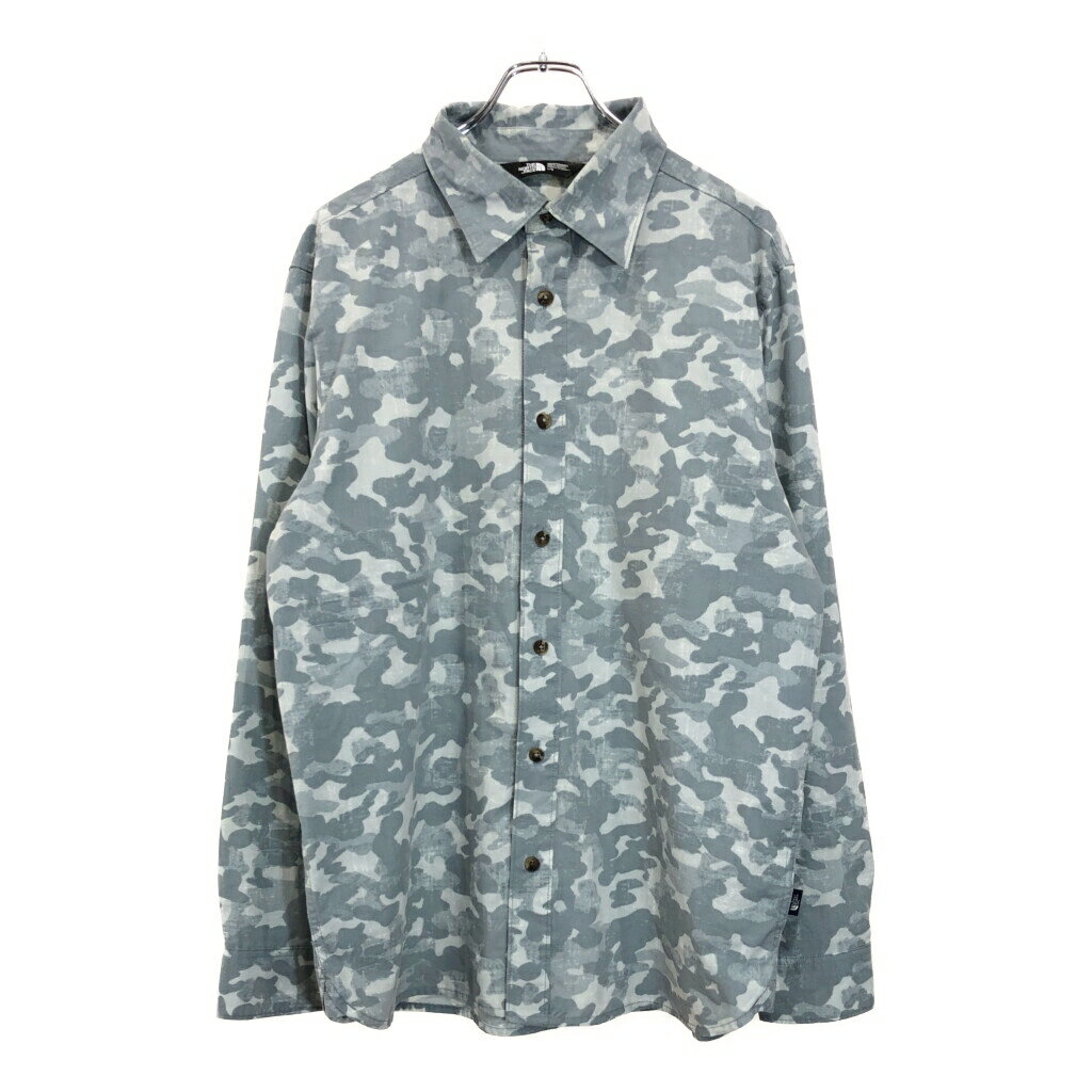THE NORTH FACE ノースフェイス 長袖シャツ アウトドア 迷彩 グレー(メンズ L)中古 古着 V1580