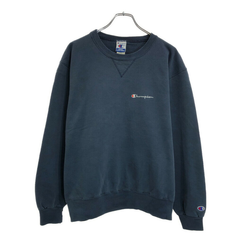 90年代 Champion チャンピオン AUTHENTIC オーセンティック ワンポイントロゴ スウェット ネイビー(メンズ L)中古 古着 V1676