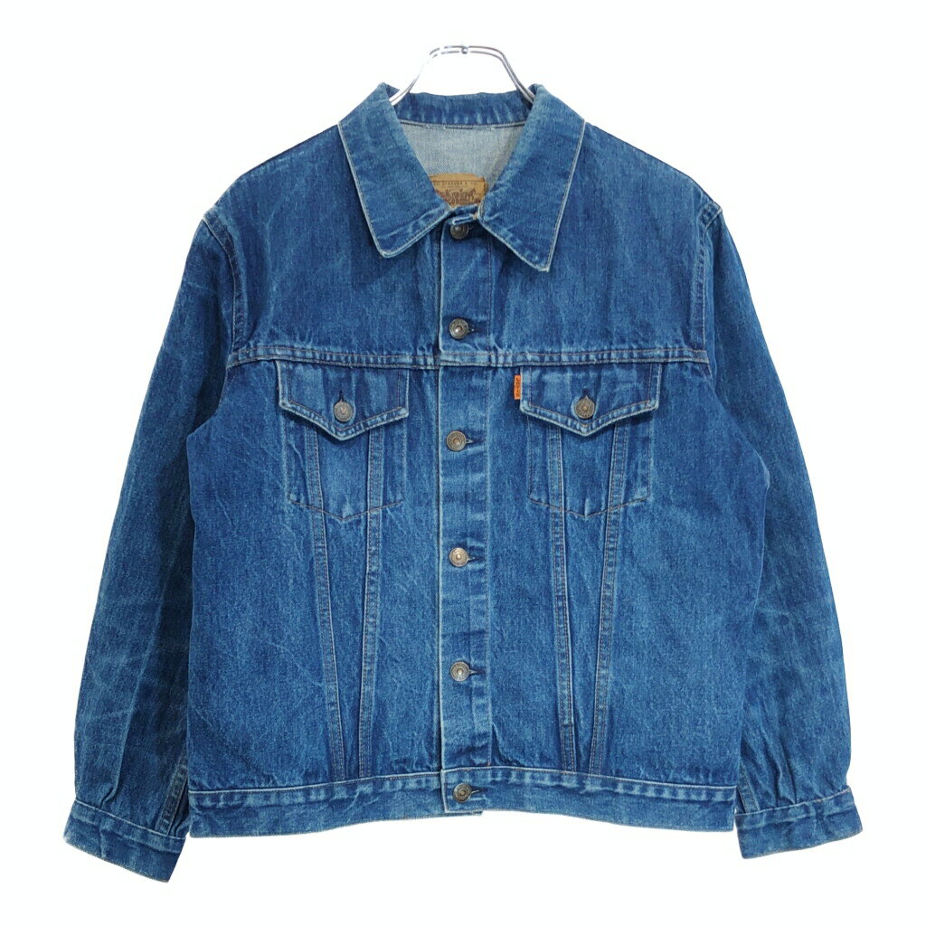 80年代 Levi's リーバイス 70500-0417 デニムジャケット オレンジタブ ブルー(メンズ 40)中古 古着 V1903