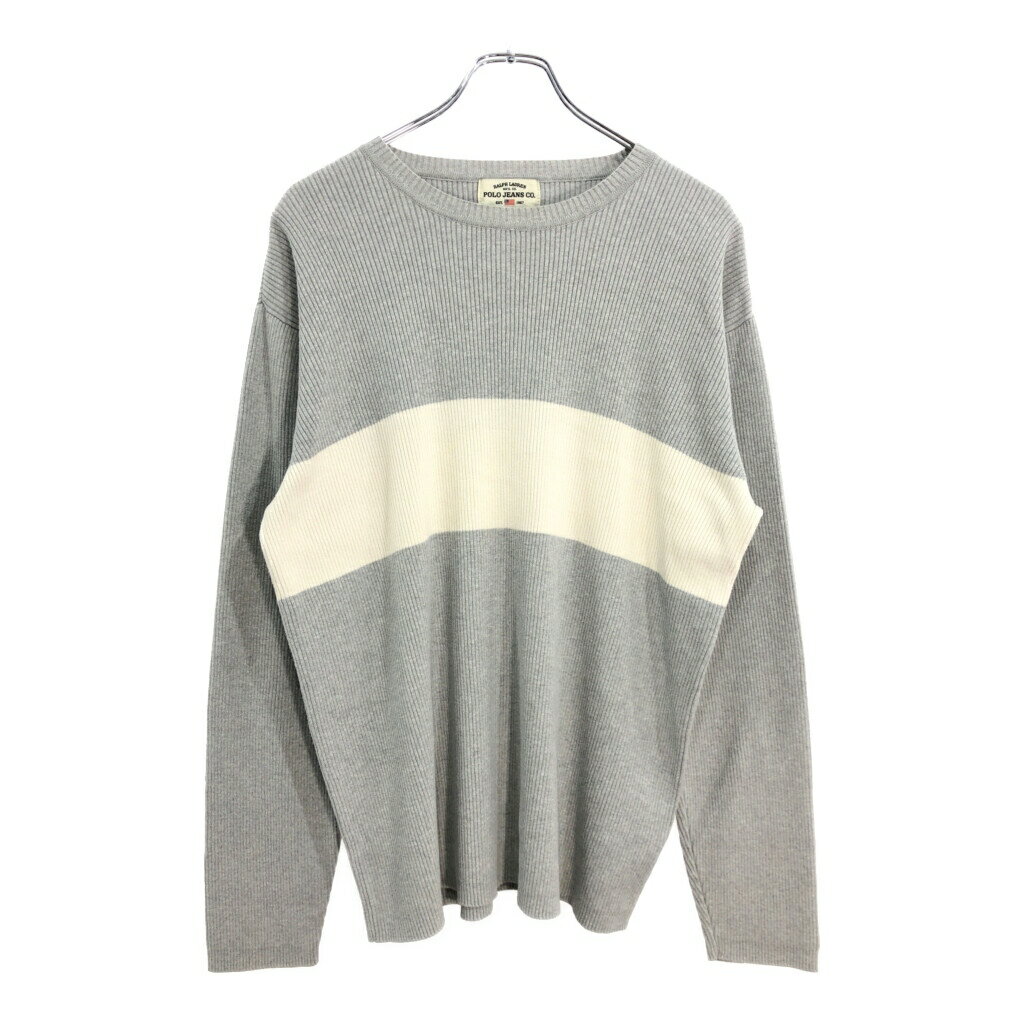POLO JEANS ポロジーンズ ラルフローレン リブニットセーター グレー(メンズ L)中古 古着 V2364