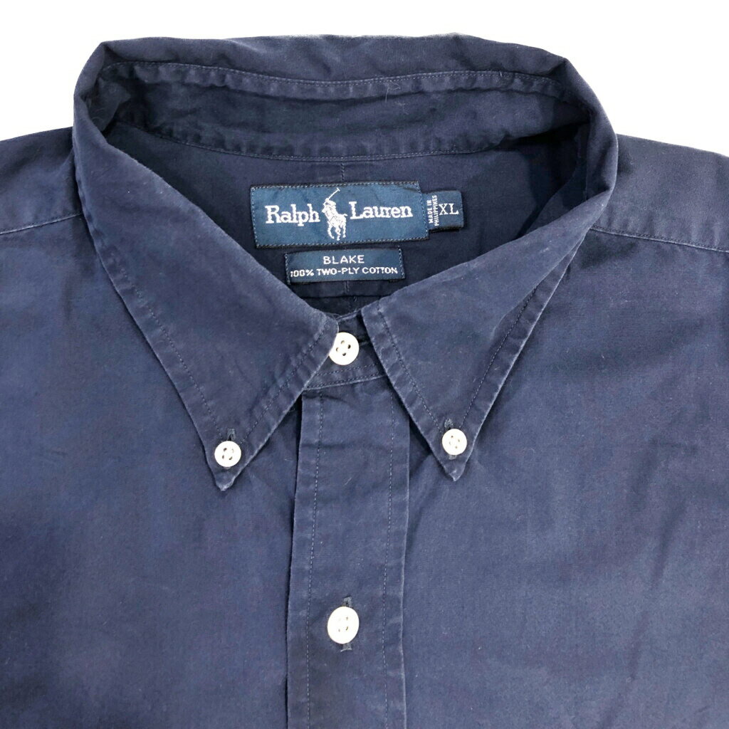 RALPH LAUREN ラルフローレン BLAKE ボタンダウン 長袖シャツ ネイビー(メンズ XL)中古 古着 V3043