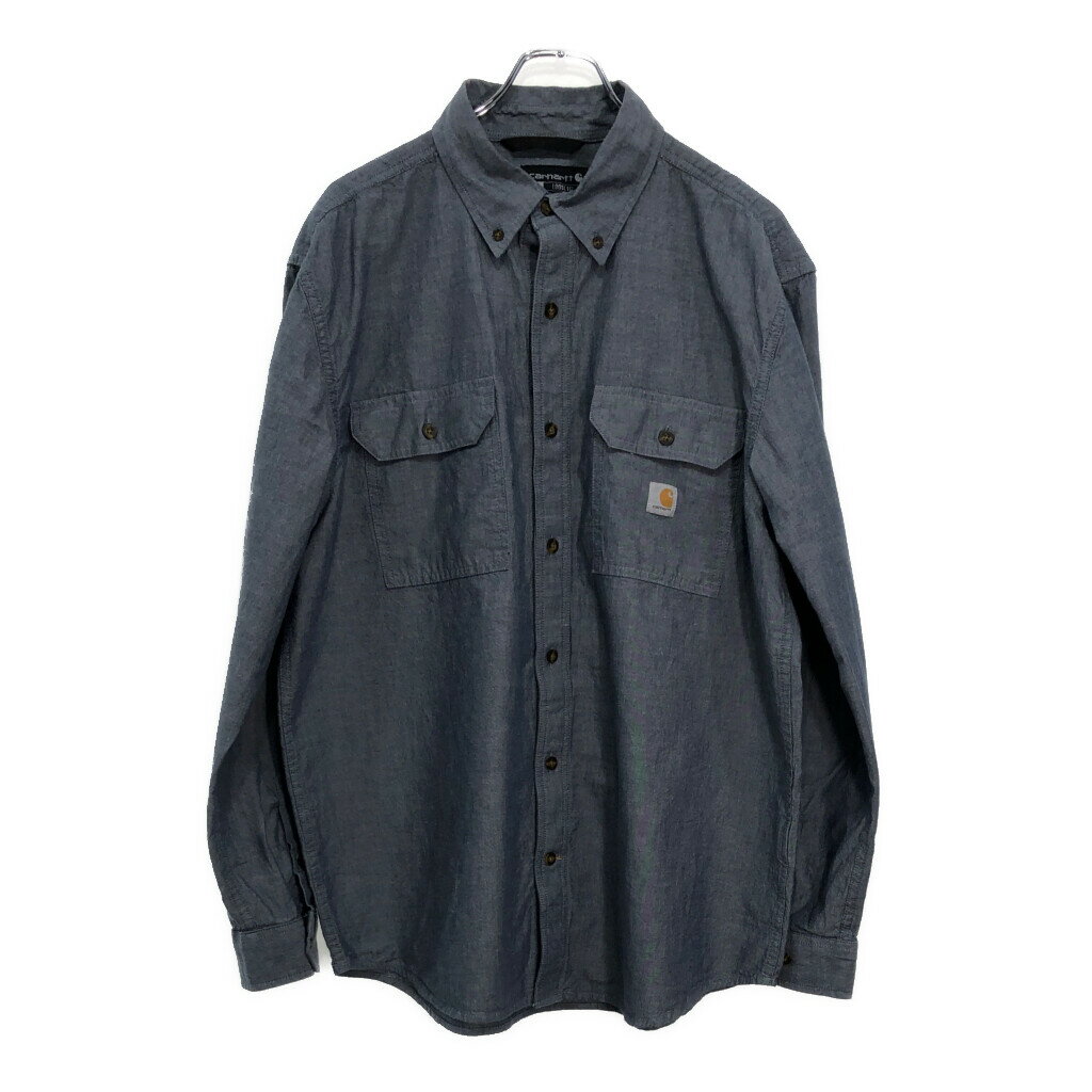 乐天商城 - Carhartt カーハート ボタンダウン 長袖シャツ ブルー(メンズ L)中古 古着 V3045
