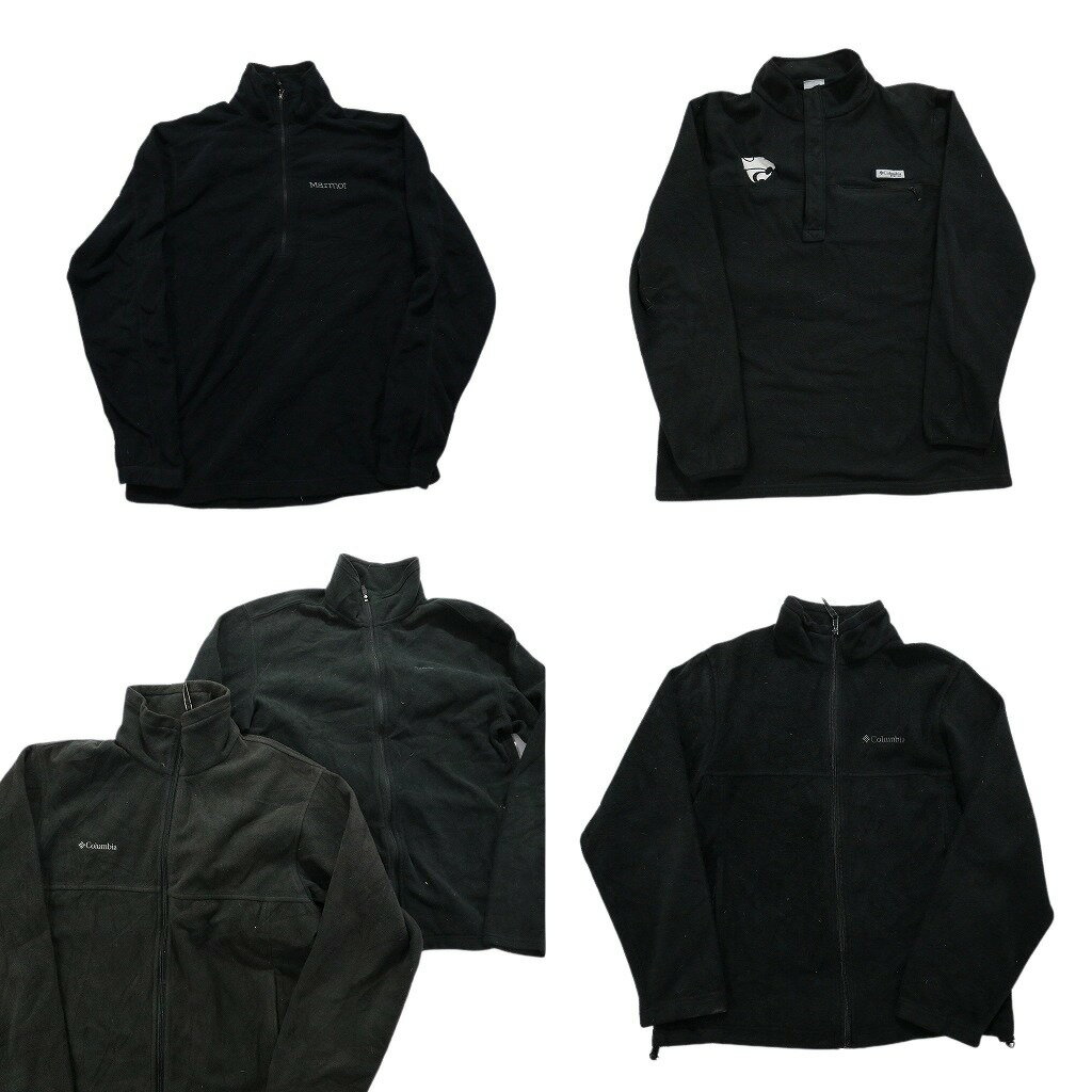古着卸 まとめ売り アウトドアブランドMIX 黒ベース フリース 5枚セット (メンズ M ) マーモット エデ..