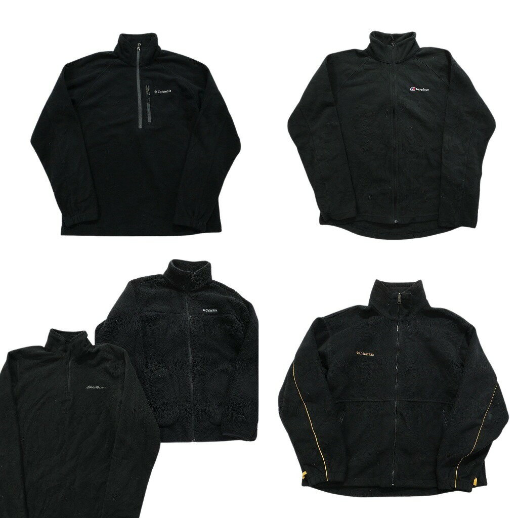 古着卸 まとめ売り アウトドアブランドMIX 黒ベース フリース 5枚セット (メンズ S /M ) エディーバウ..