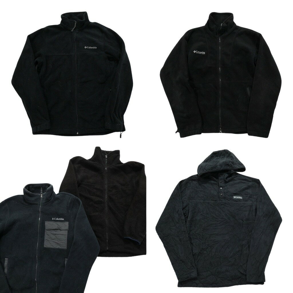 古着卸 まとめ売り アウトドアブランドMIX 黒ベース フリース 5枚セット (メンズ XS /S ) ハーフボタン..
