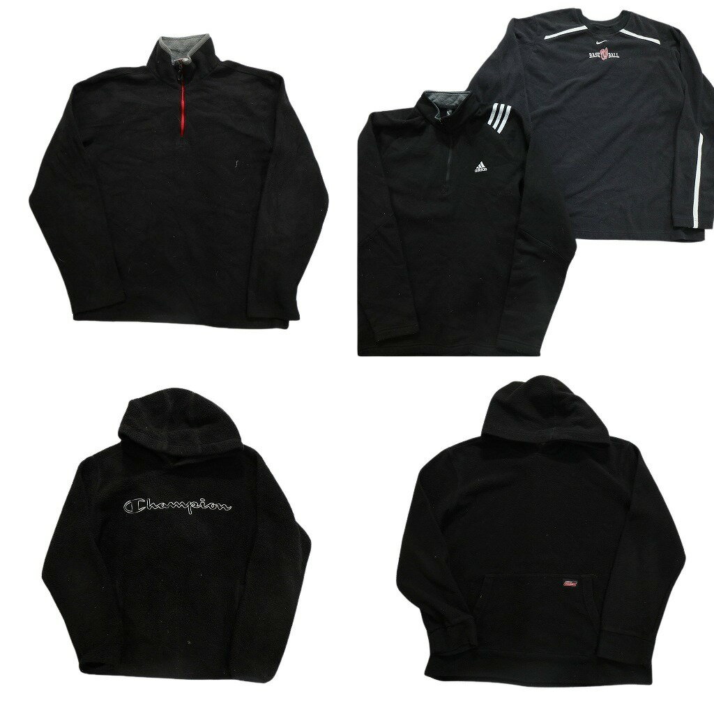古着卸 まとめ売り ブランドMIX 黒ベース フリース 5枚セット (メンズ M ) ナイキ チャンピオン フィラ..