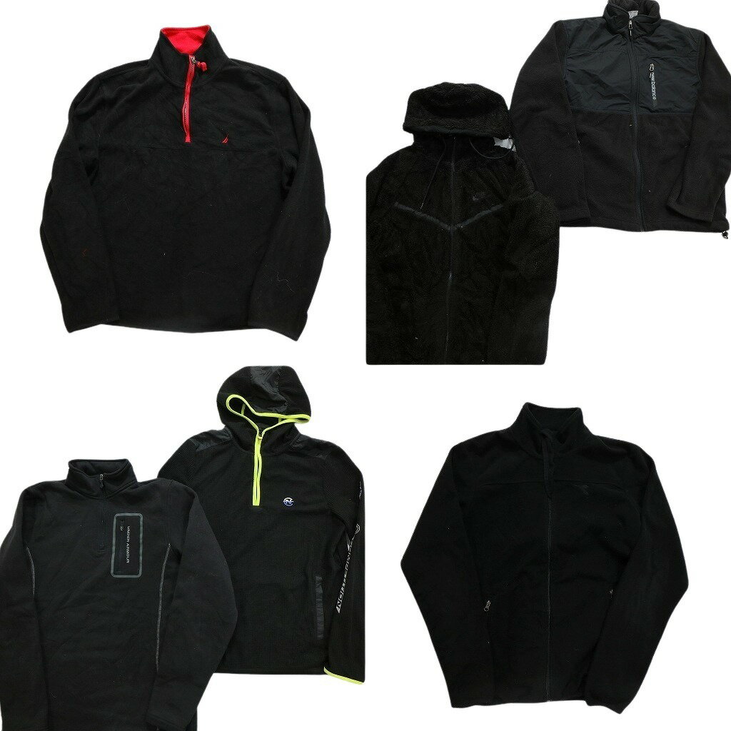 古着卸 まとめ売り ブランドMIX 黒ベース フリース 6枚セット (メンズ S /M ) ナイキ ノーティカ ニュ..