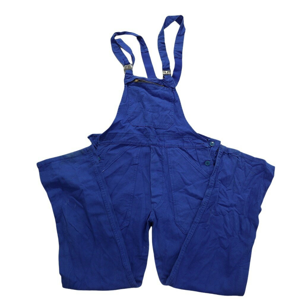 古着卸 まとめ売り ユーロワーク 無地 フレンチブルー オーバーオール 4枚セット (メンズ ) ワーク フェード 中古 古着 NB9189