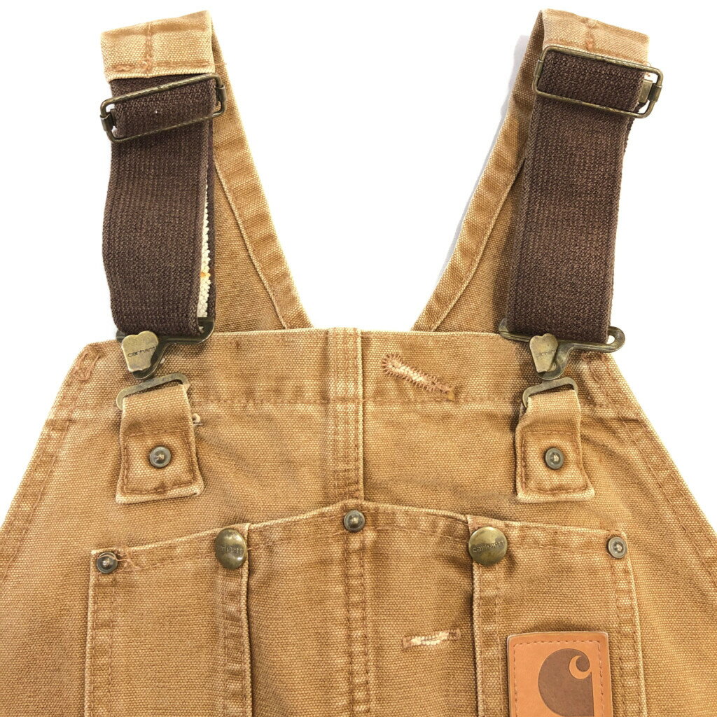 Carhartt カーハート ダック ダブルニー ビブオーバーオール ライトブラウン(メンズ W36 L31相当)中古 古着 V3933