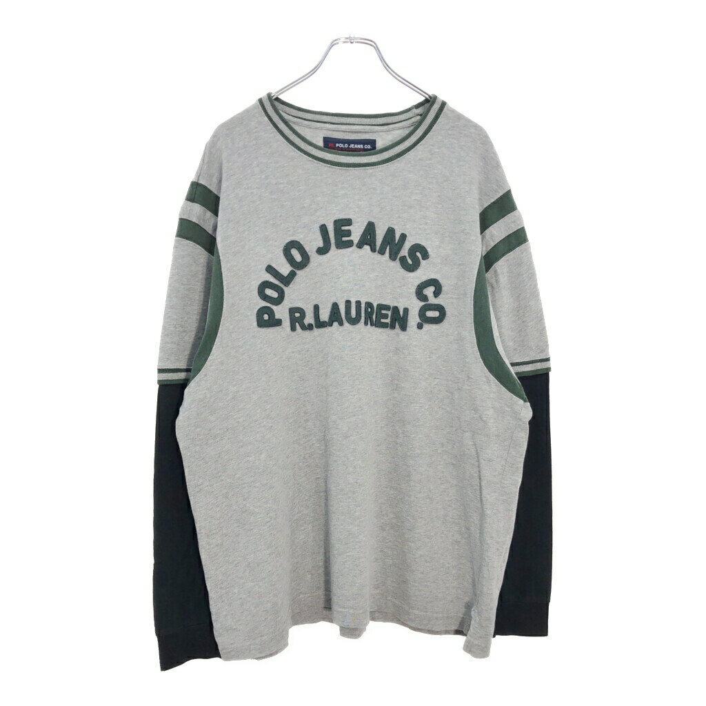 POLO JEANS ポロジーンズ ラルフローレン フェイクレイヤード 長袖Tシャツ グレー(メンズ XL)中古 古着 V4142