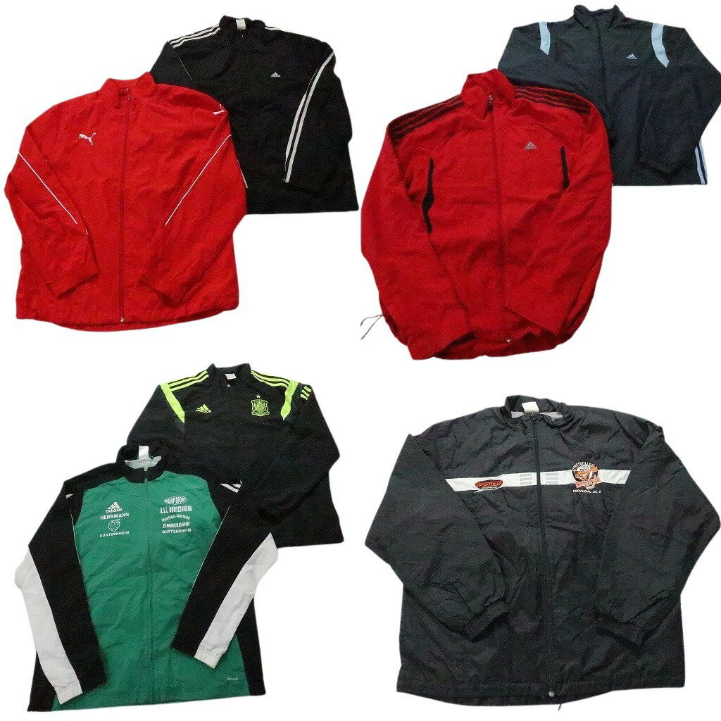 古着卸 まとめ売り アディダス ウインドブレーカー ジャケット 7枚セット (メンズ L ) チームロゴ 切替え ドローコード 中古 古着 NB9950