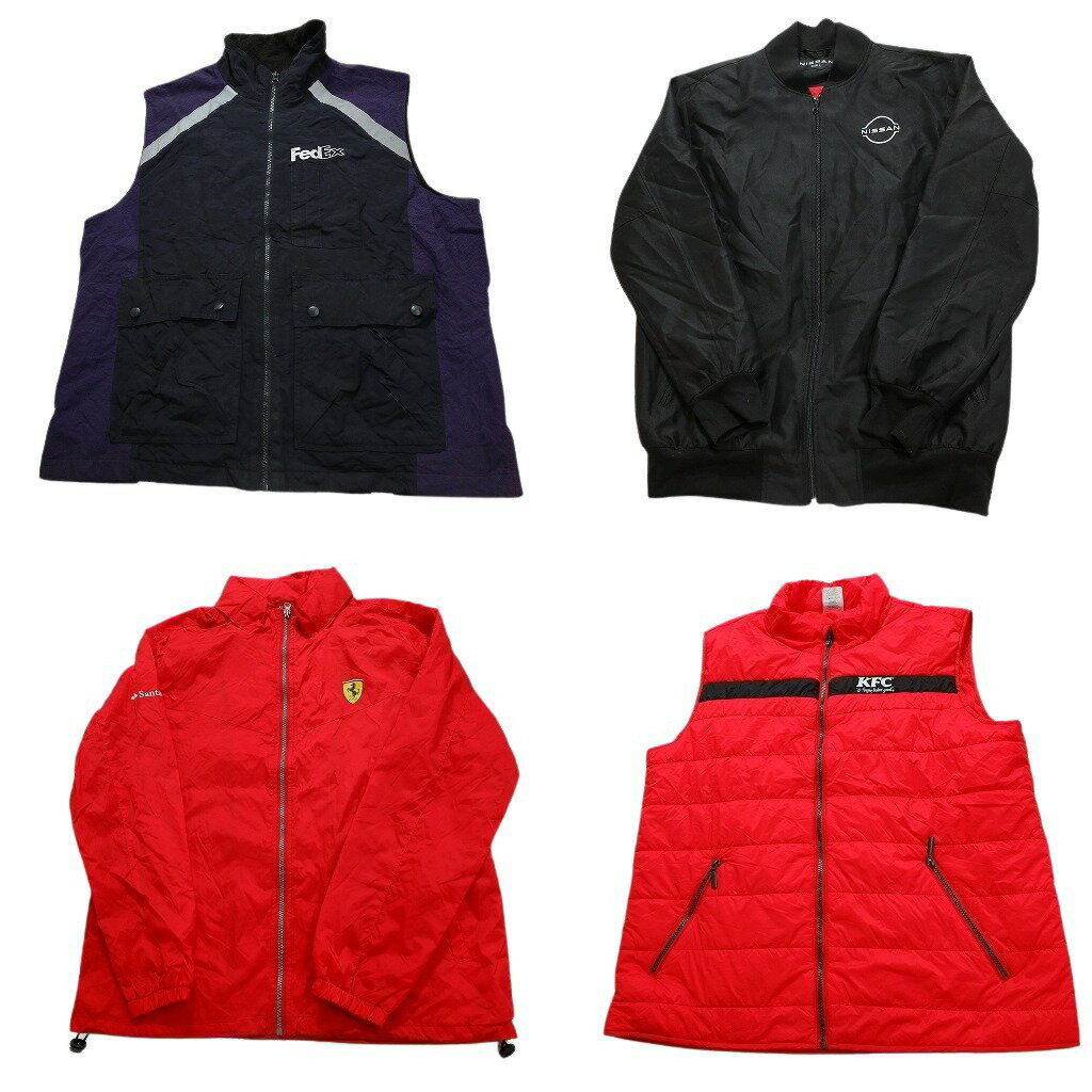 古着卸 まとめ売り 企業ロゴ ジャケット 4枚セット (メンズ L ) FedEx ケンタッキーフライドチキン ニッサン 中古 古着 NC0235