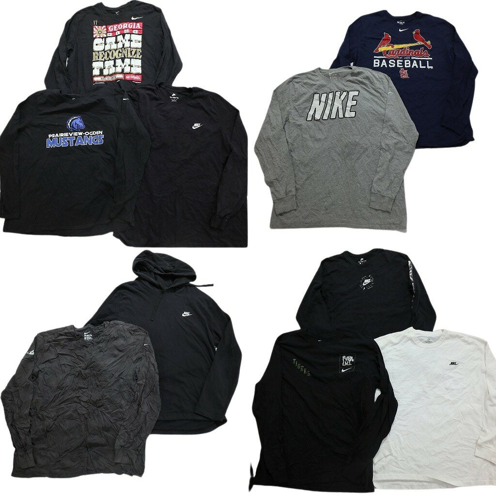 古着卸 まとめ売り ナイキ NIKE 長袖Tシャツ 10枚セット (メンズ XL ) フーディー カージナルス MLB プロチーム 中古 古着 NC0533