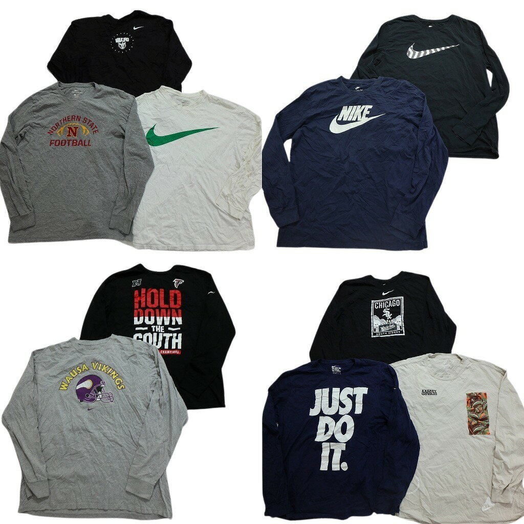 古着卸 まとめ売り ナイキ NIKE 長袖Tシャツ 10枚セット (メンズ L /XL ) スウォッシュ ホワイトソックス プロチーム MLB 中古 古着 NC0535