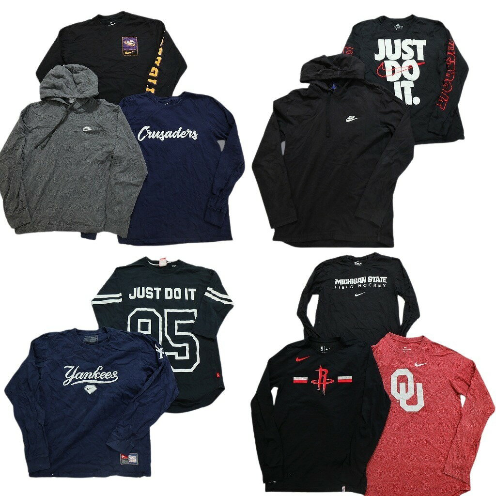 古着卸 まとめ売り ナイキ NIKE 長袖Tシャツ 10枚セット (メンズ XS /S /M ) フーディー ヤンキース MLB プロチーム 中古 古着 NC0540