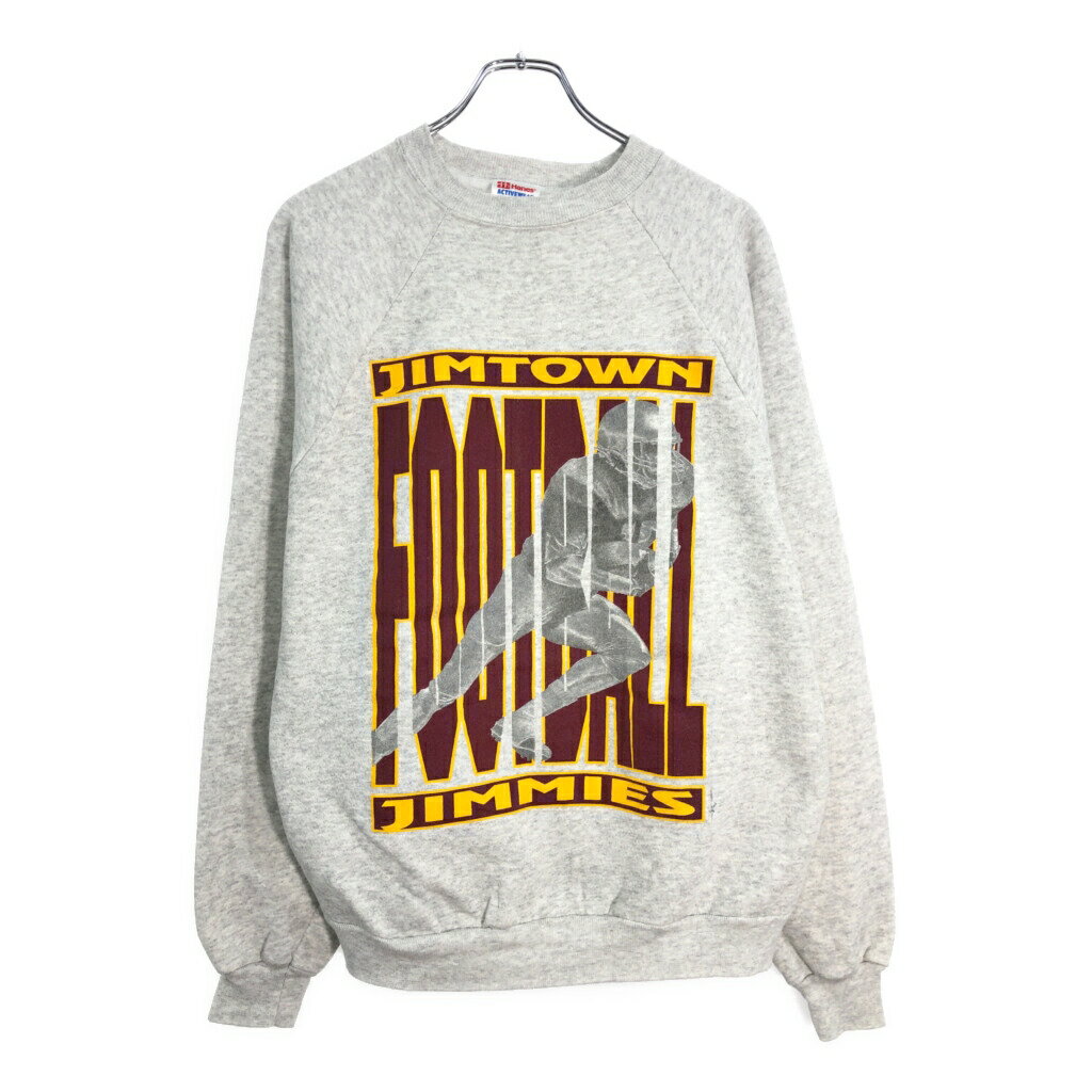 90年代 Hanes ヘインズ スウェット アメフト スクール グレー(メンズ XL)中古 古着 V4789(4)