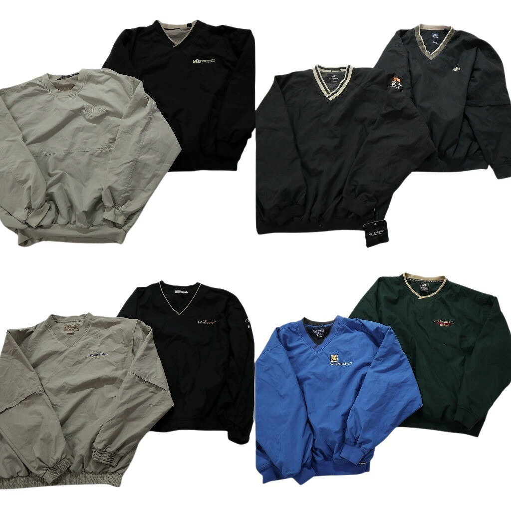 古着卸 まとめ売り ワンポイント ナイロンプルオーバー ジャケット 8枚セット (メンズ L ) デッドストック 刺 中古 古着 NC1439(4)