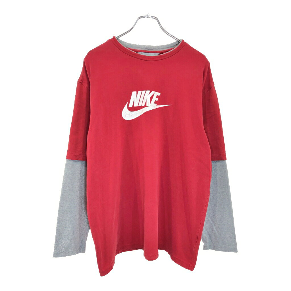 乐天商城 - 00年代 NIKE ナイキ フェイクレイヤード 長袖Tシャツ レッド (メンズ XL)中古 古着 V5317