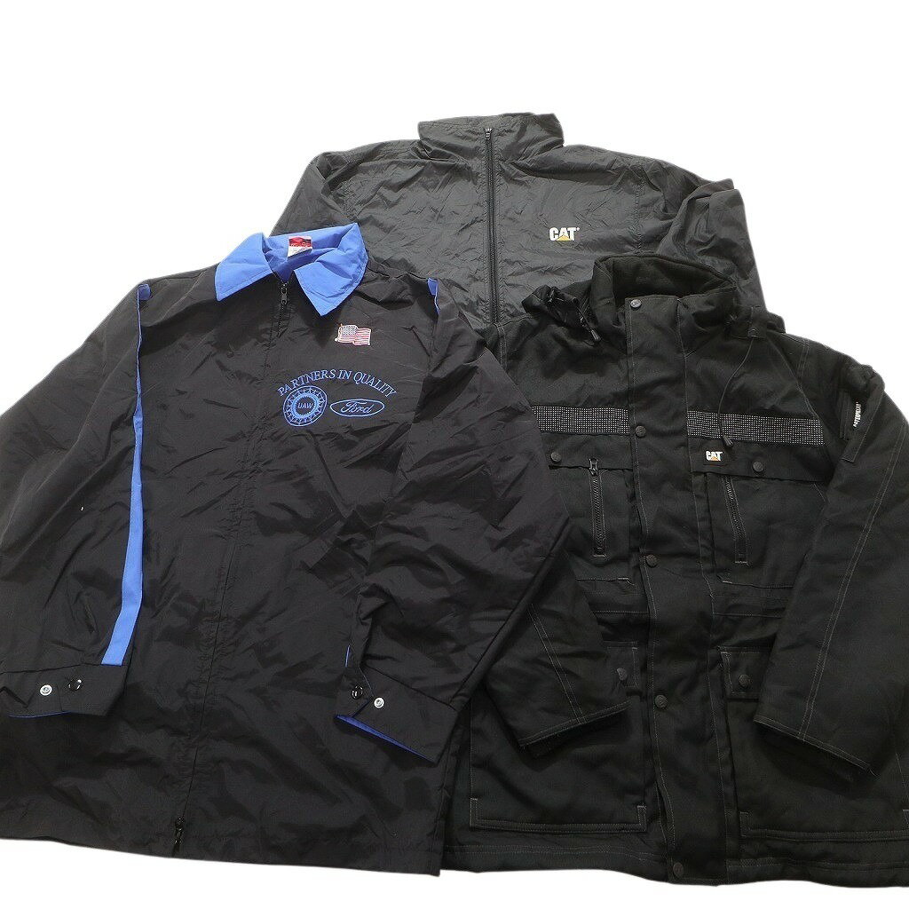 古着卸 まとめ売り 企業ロゴ ジャケット 3枚セット (メンズ M ) キャタピラー フォード フーディー ブルゾン 中古 古着 NC2230