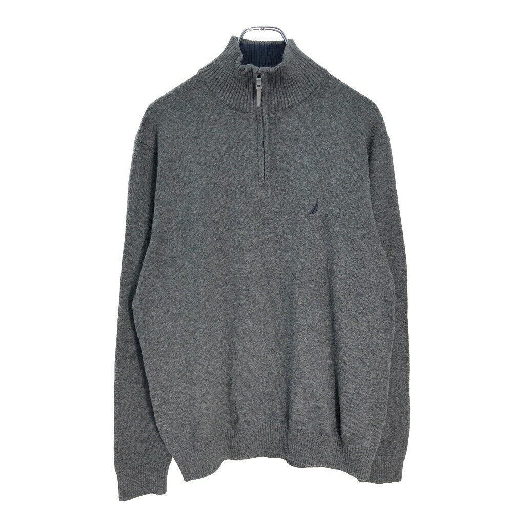 NAUTICA ノーティカ ハーフジップ コットンニット セーター グレー(メンズ L)中古 古着 V5756