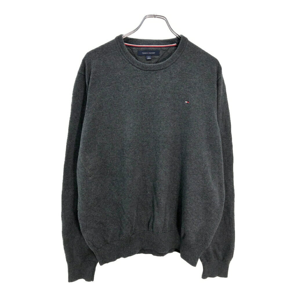 TOMMY HILFIGER トミーヒルフィガー コットンニット セーター グレー(メンズ L)中古 古着 V5796